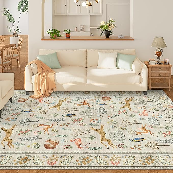 DUKINO 8x10 Rug, Washable Animal Living Room Rug - Image 3