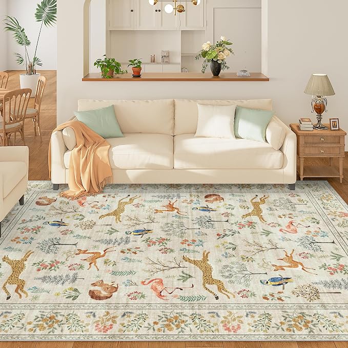 DUKINO 5x7 Rug, Washable Animal Living Room Rug - Image 3