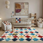 PureCozy Checkered Rug 4x6 Fluffy Shag Living Room Colorful Area Rug Modern - Image 2