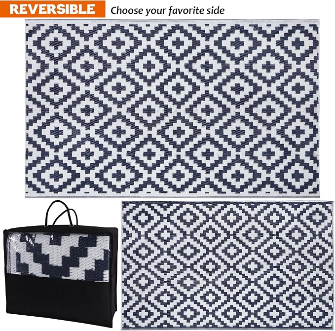 SAND MINE Reversible Mats, Plastic Straw Rug, Modern Area Rug, Large Floor Mat - Image 4