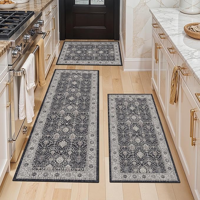 3 Pieces Kitchen Rug Sets: Farmhouse Washable Non-Slip Floor Mat by HYHAOYUNLAI
