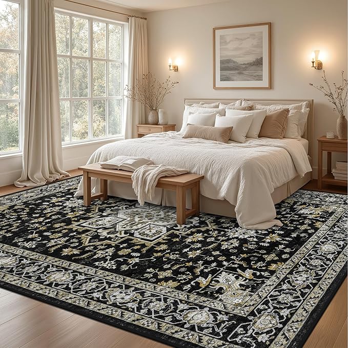 Area Rugs 10x14 Living Room Rug: Washable Rug Soft Vintage Boho Carpet Indoor - Image 3
