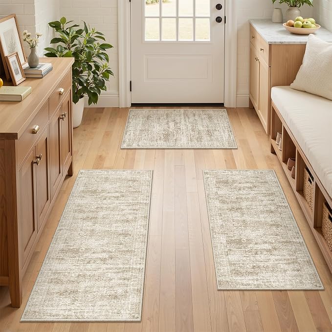 Washable Kitchen Rugs Sets of 3 Piece, Hallway Runner Rug Non-Slip - Image 4