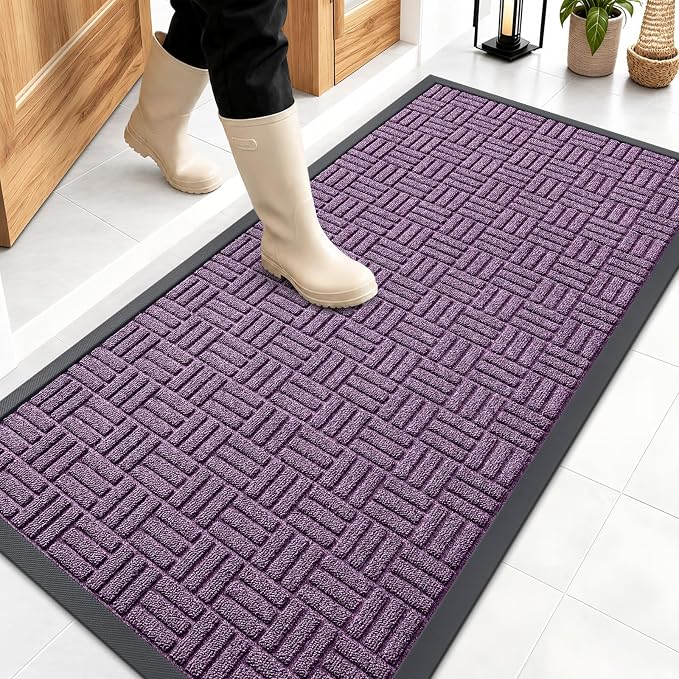 OLANLY Front Door Mat Outside Entrance 47x23, Heavy Duty Sturdy Natural Rubber by OLANLY