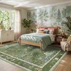 8x10 Washable Rug for Living Room Green Animal Print Large Bedroom Rugs Non - Image 2
