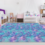 Soft Fluffy Purple Rainbow Rug for Bedroom Kids 6x9 Mermaid Stitch Rugs for - Image 7