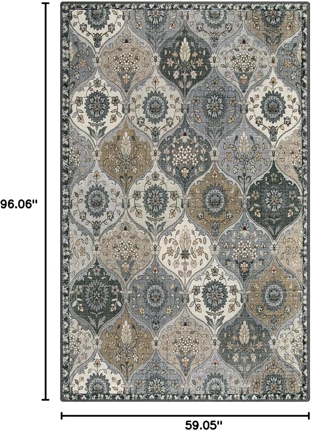 Lahome Moroccan Washable Living Room Rug, 5x8 Rugs - Image 2