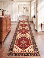 SERISSA Runner Rug for Hallways, Extra Long Boho Rug Ultra Soft Vintage Red by SERISSAHomeDecorCollection