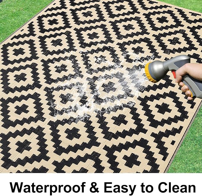 Smiry Waterproof Outdoor Rug 10X14 ft, Reversible Plastic Straw Patio Camping - Image 2