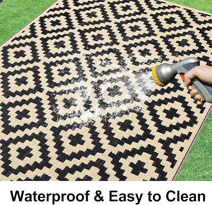 Smiry Waterproof Outdoor Rug 4x6 ft, Reversible Plastic Straw Patio Camping Rugs - Image 2