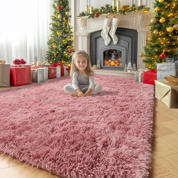 Amdrebio Blush Pink Kids Area Rugs by Amdrebio