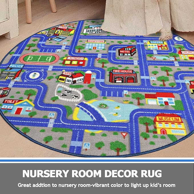 Capslpad Blue Car Road Kid Rug Carpet Playmat - Image 6