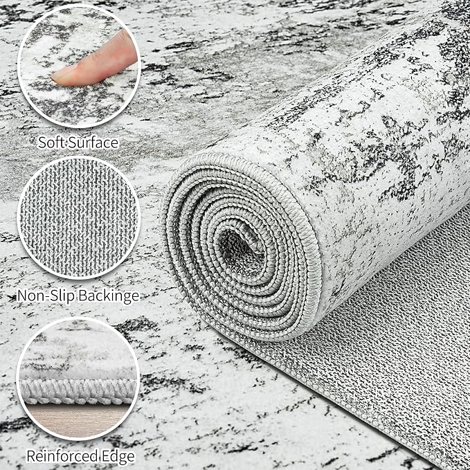 Area Rugs 6x9 Living Room: Large Modern Abstract Washable Rug Soft Anti-Skid - Image 8
