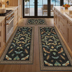 JTJ Insect Botanical Kitchen Rug Set 3 Piece, Vintage Whimsical Runner Rugs by JTJ