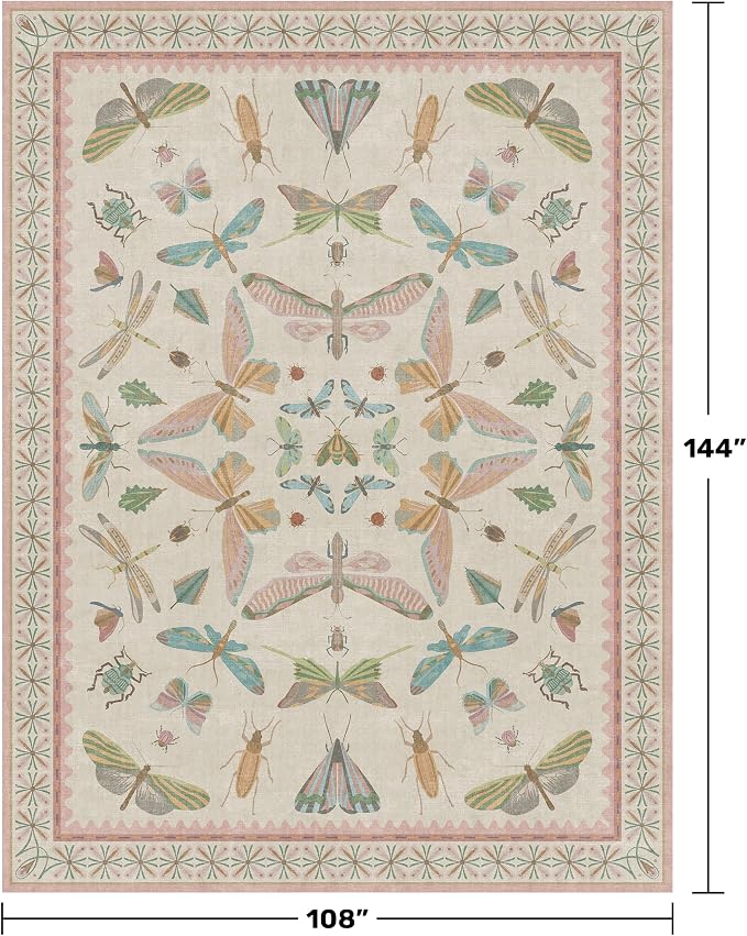 Hazo Haus 9x12 Pink Area Rug for Girls Bedroom, Washable Living Room & Dining - Image 2