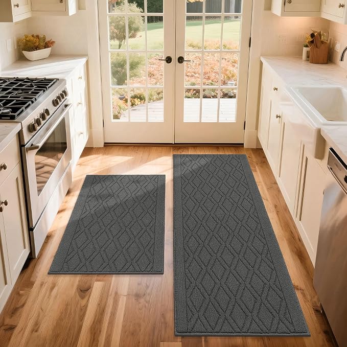 COSY HOMEER 60x24Inch/35X24Inch Kitchen Rugs Sets Non-Slip Washable Kitchen Mats by COSYHOMEER