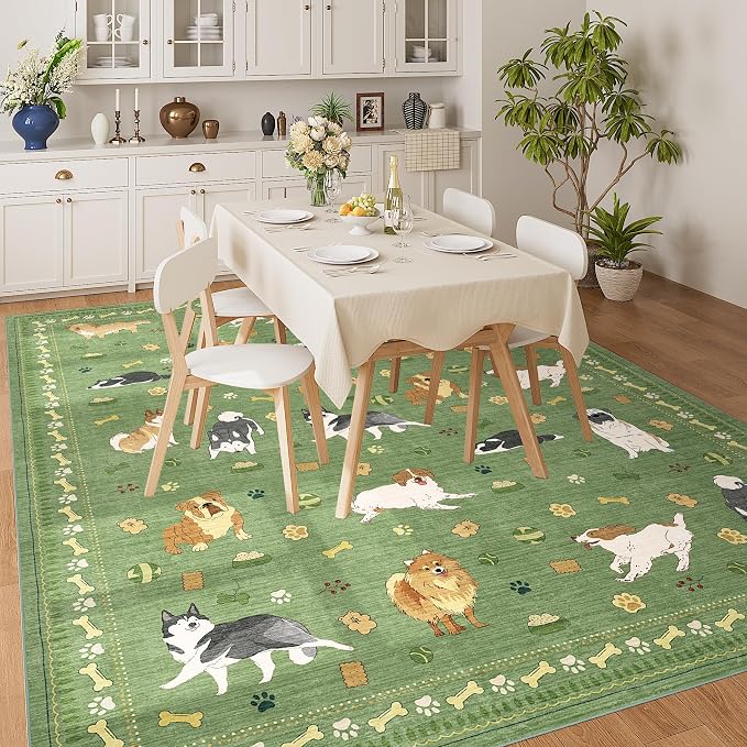 DUKINO 8x10 Area Rug, Non Slip Washable Animal Dog Rug - Image 3