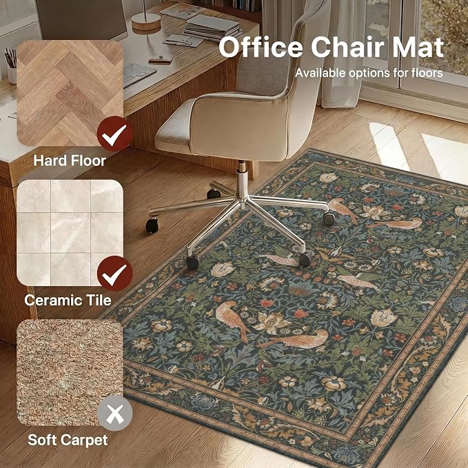 36"x60" Office Chair Mat for Hardwood Tile Floor, Under Desk Carpet Protector - Image 3