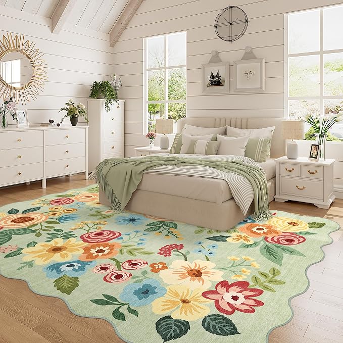 DUKINO 5x7 Area Rug, Floral Washable Rugs - Image 5