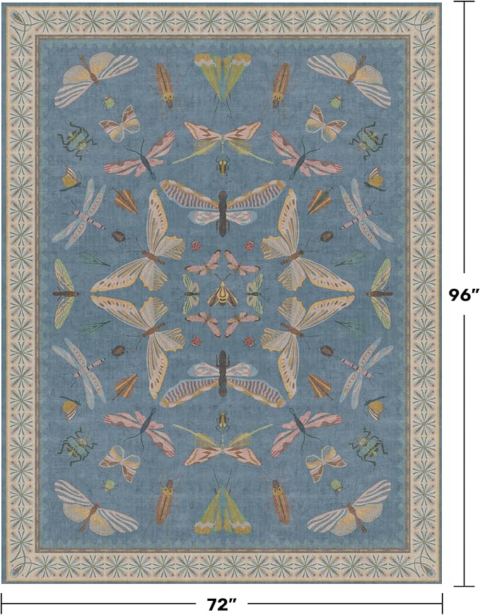 Hazo Haus 6x8 Blue Floral Area Rug - Image 2