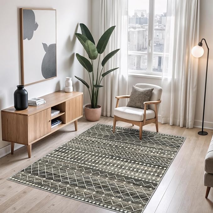 Miukiki 4x6 Area Rug for Living Room Moroccan Washable Rugs Non Slip Indoor - Image 7