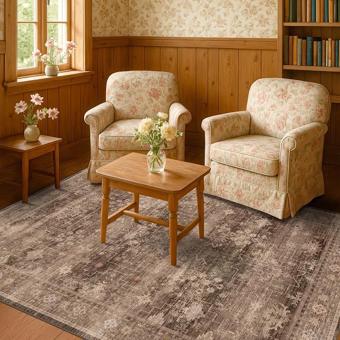 Hazo Haus Boho Taupe Brown 5x7 Living Room Rug - Image 6