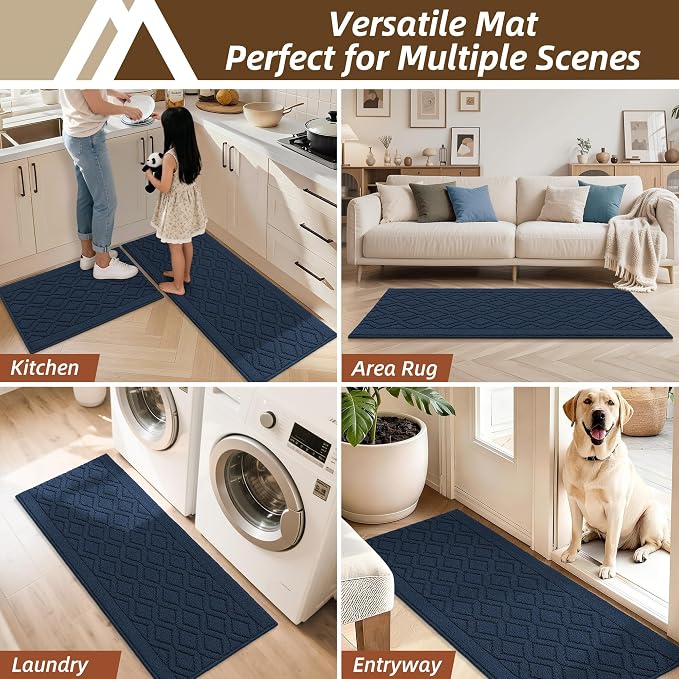 COSY HOMEER 60x24Inch/35X24Inch Kitchen Rugs Sets Non-Slip Washable Kitchen Mats - Image 7