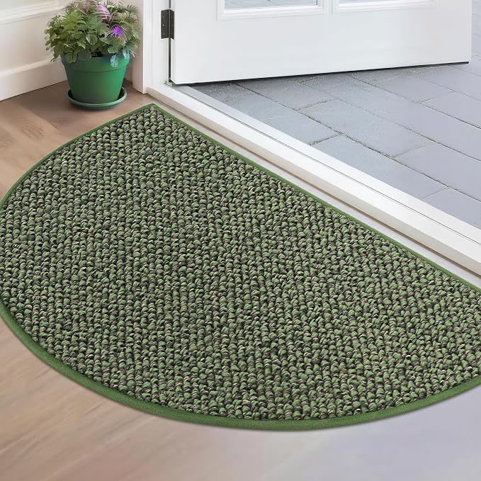 BEQHAUSE Dirt Trapper Door Mat 17" x 30" Half Circle Non Slip Washable Doormats by BEQHAUSE
