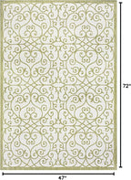 JONATHAN Y Vintage Filigree Indoor Outdoor Area Rug 4X6 Green/Cream, Madrid - Image 2