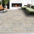 Washable Light Blue Bedroom Rug, 9x12 Area Rug - Image 4