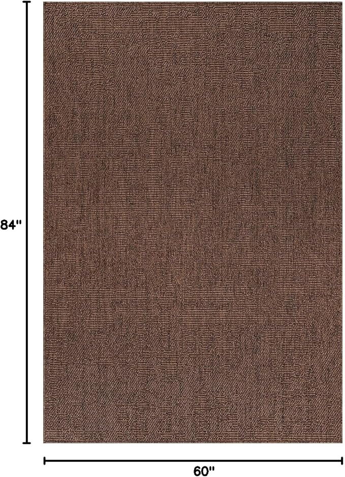 CAMILSON Easy Jute Rug 5x7, Indoor Outdoor Brown Color Fiber Area Rugs - Image 2