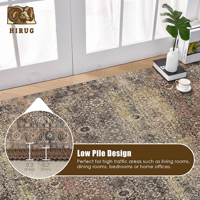 Washable Area Rug 6' x 9' Vintage Traditional Persian Mat - Image 5