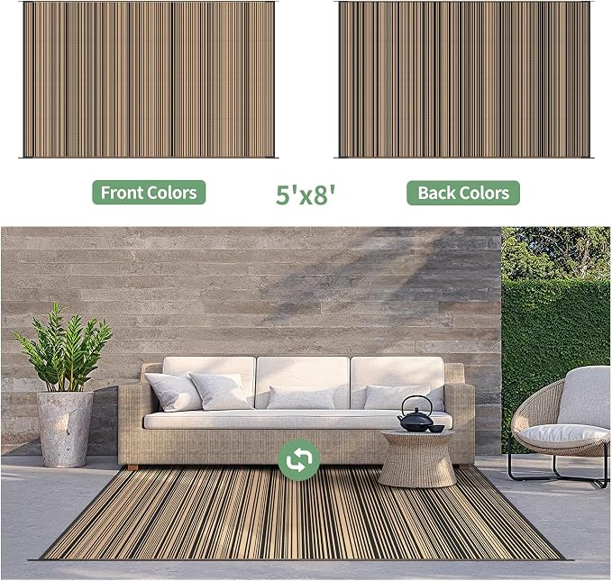 GENIMO Outdoor Rug for Patio Clearance, Lightweight Waterproof RV Camping Mat - Image 4