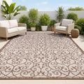 JONATHAN Y Vintage Filigree Indoor Outdoor Area Rug 8X10 Taupe/Espresso by JONATHANY