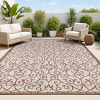 JONATHAN Y Vintage Filigree Indoor Outdoor Area Rug 8X10 Taupe/Espresso by JONATHANY