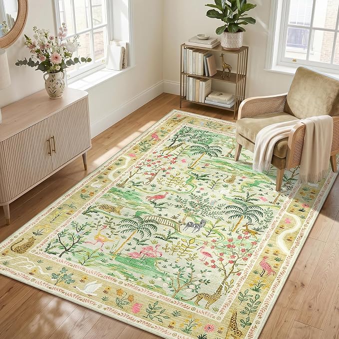 4x6 Whimsical Safari Nursery Area Rug Washable Non Slip Small Living Room Rugs - Image 2