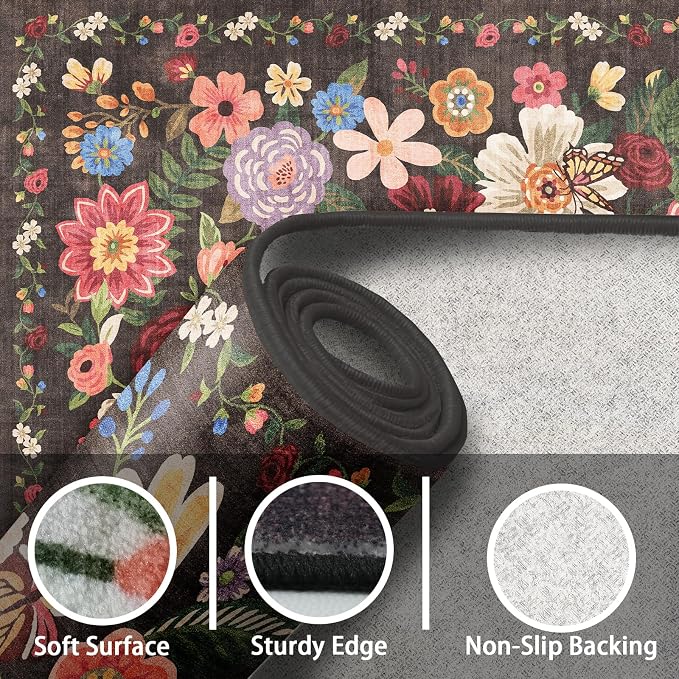 Espresso Rug for Hallways Kitchen Rug 2x8, Non Slip Washable Rugs - Image 5