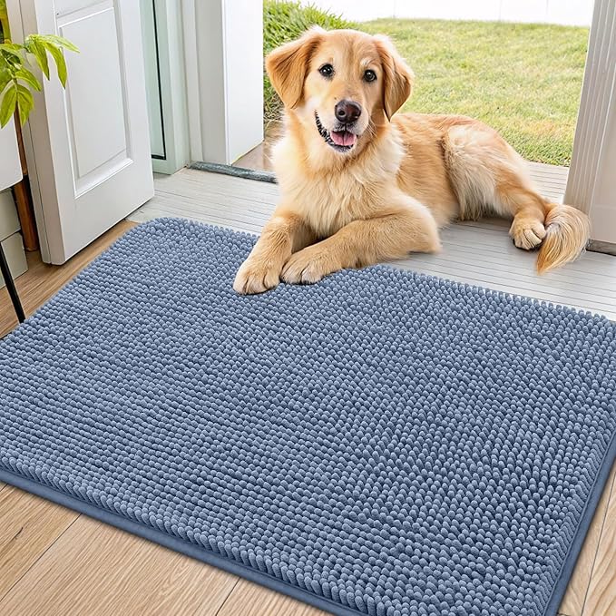 Smiry Dog Door Mat for Muddy Paws 40x24, Absorbent Dirt Trapper, Non-Slip by Smiry