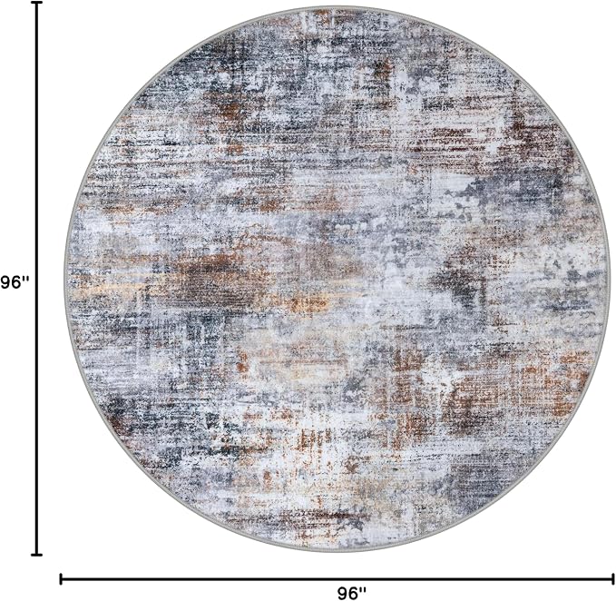 IOHOUZE Abstract Round Area Rug 8 Ft Washable Circle Rugs Large Round Rug Non - Image 2