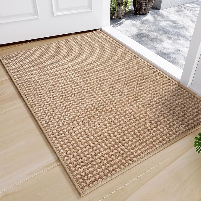 Front Door Mat 17''x30'', Absorbent Dirt Resist Washable Non Slip Low-Profile by QiCaiJia