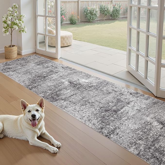 DMOYEST Washable Runner Rug for Hallway: 2.6x10 Neutral Modern Abstract Low - Image 4