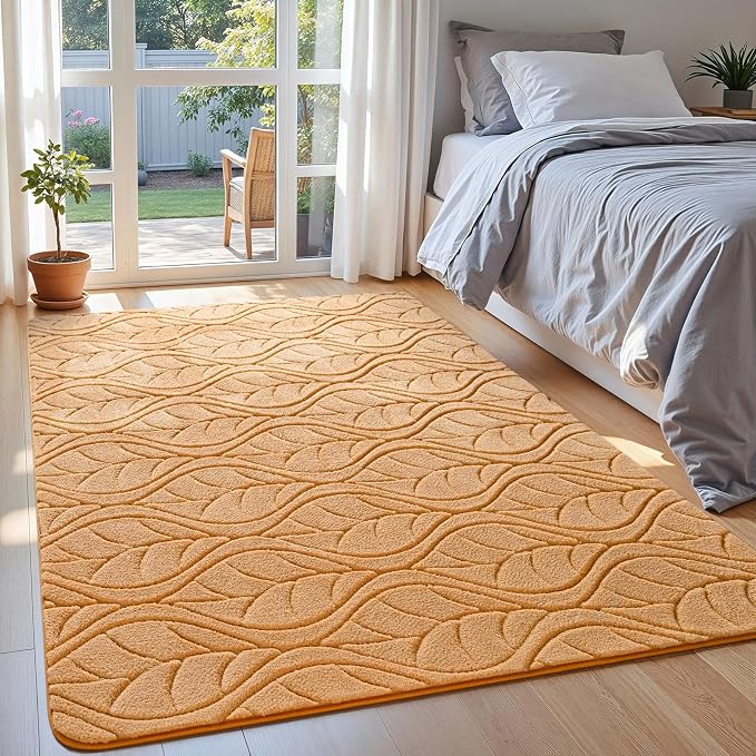 Macgace 4x6 Apricot Area Rug, Soft Shag Carpet Washable Bedroom Nursery Rug by Macgace