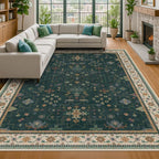 Hazo Haus Dark Green Vintage Living Room Rug 9x12 - Image 9