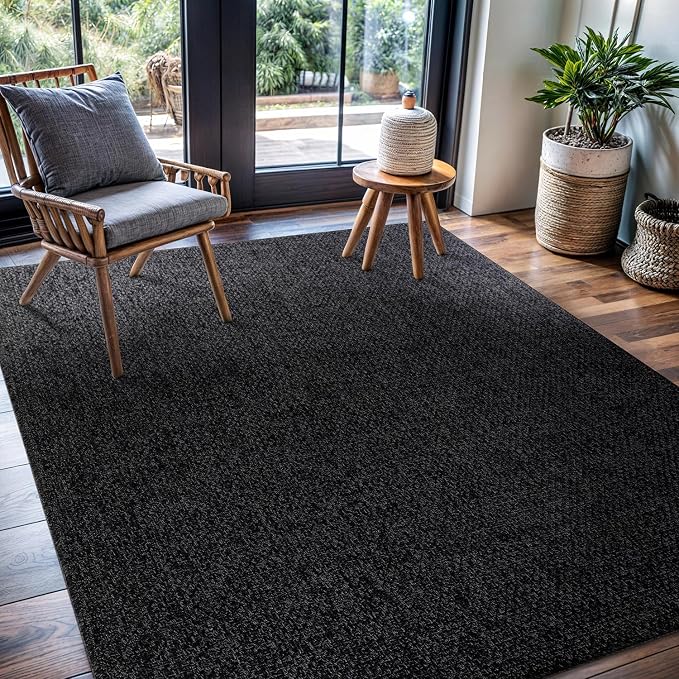 CAMILSON Easy Jute Rug 4x6, Indoor Outdoor Dark Gray Black Farmhouse Area Rugs - Image 8
