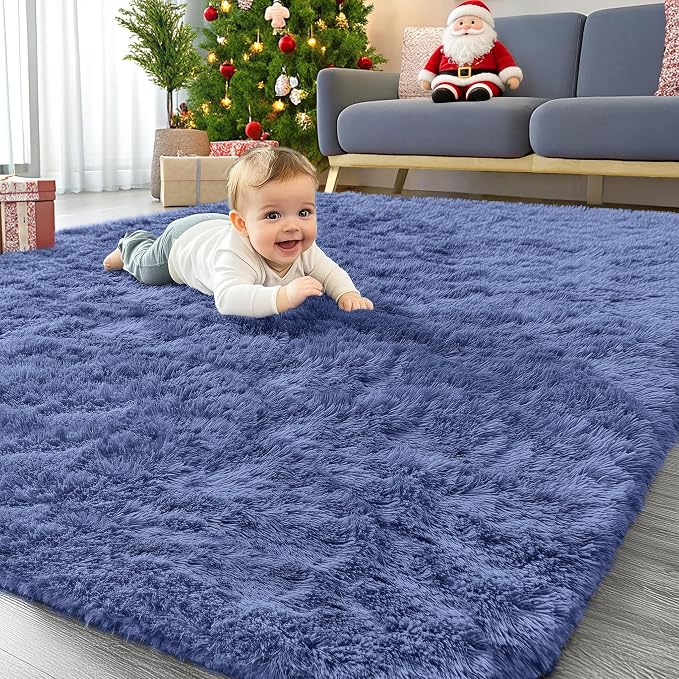 OLANLY Area Rugs for Living Room Bedroom, Machine Washable 4x5.9 ft Soft Fluffy by OLANLY