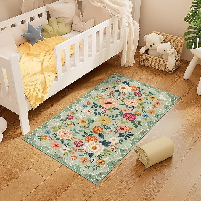 DUKINO 2x4 Rug for Entryway, Washable Kitchen Floral Runner Rug - Image 7