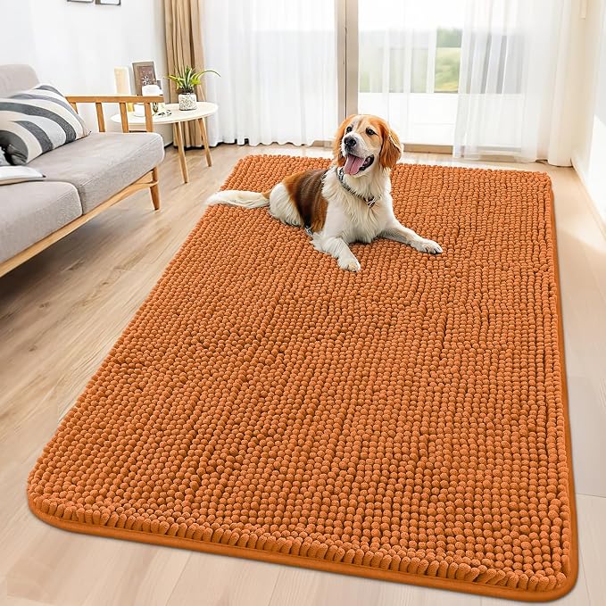 Smiry Dog Door Mat for Muddy Paws 59x35, Absorbent Dirt Trapper, Non-Slip by Smiry