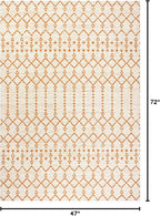 JONATHAN Y Moroccan Geometric Indoor Outdoor Area Rug 4X6 Cream/Orange - Image 2