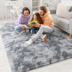 BENRON Fluffy Tie-dye Grey Rugs - Image 5