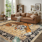 DCX Washable 9x12 Tiger Area Rug, Soft Low Pile Carpet, Kid & Pet Friendly - Image 3